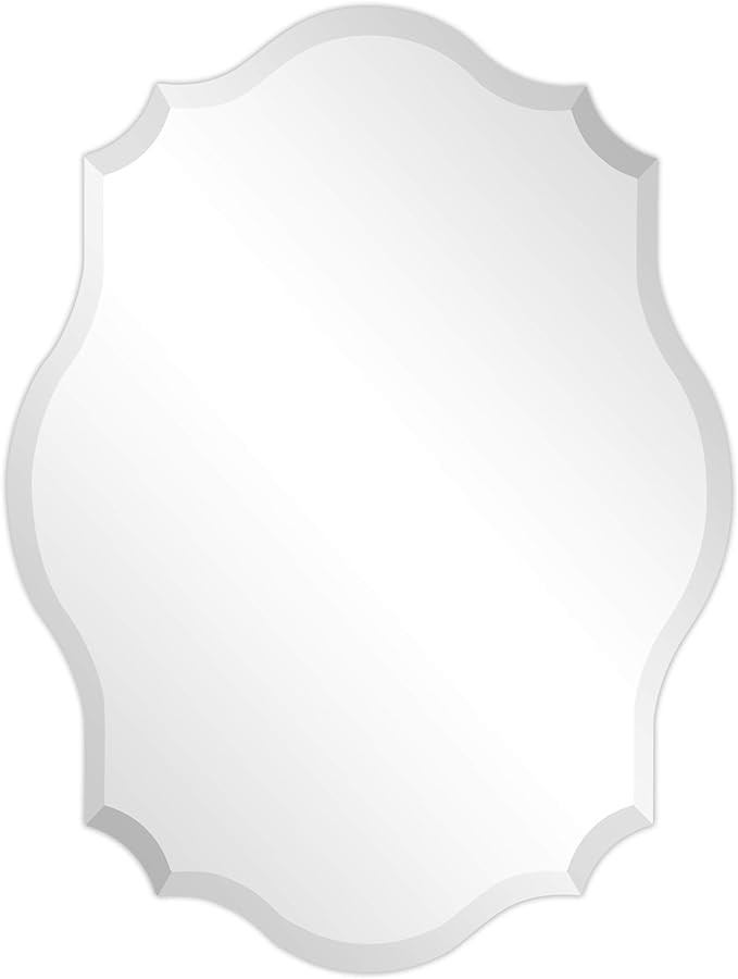 Empire Art Direct 30" x 40" Frameless Prism Modern Wall Mirror, Oblong Scalloped Mirror, 1"